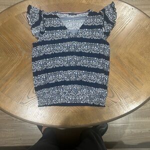 Tommy Hilfiger Navy and White Floral Blouse